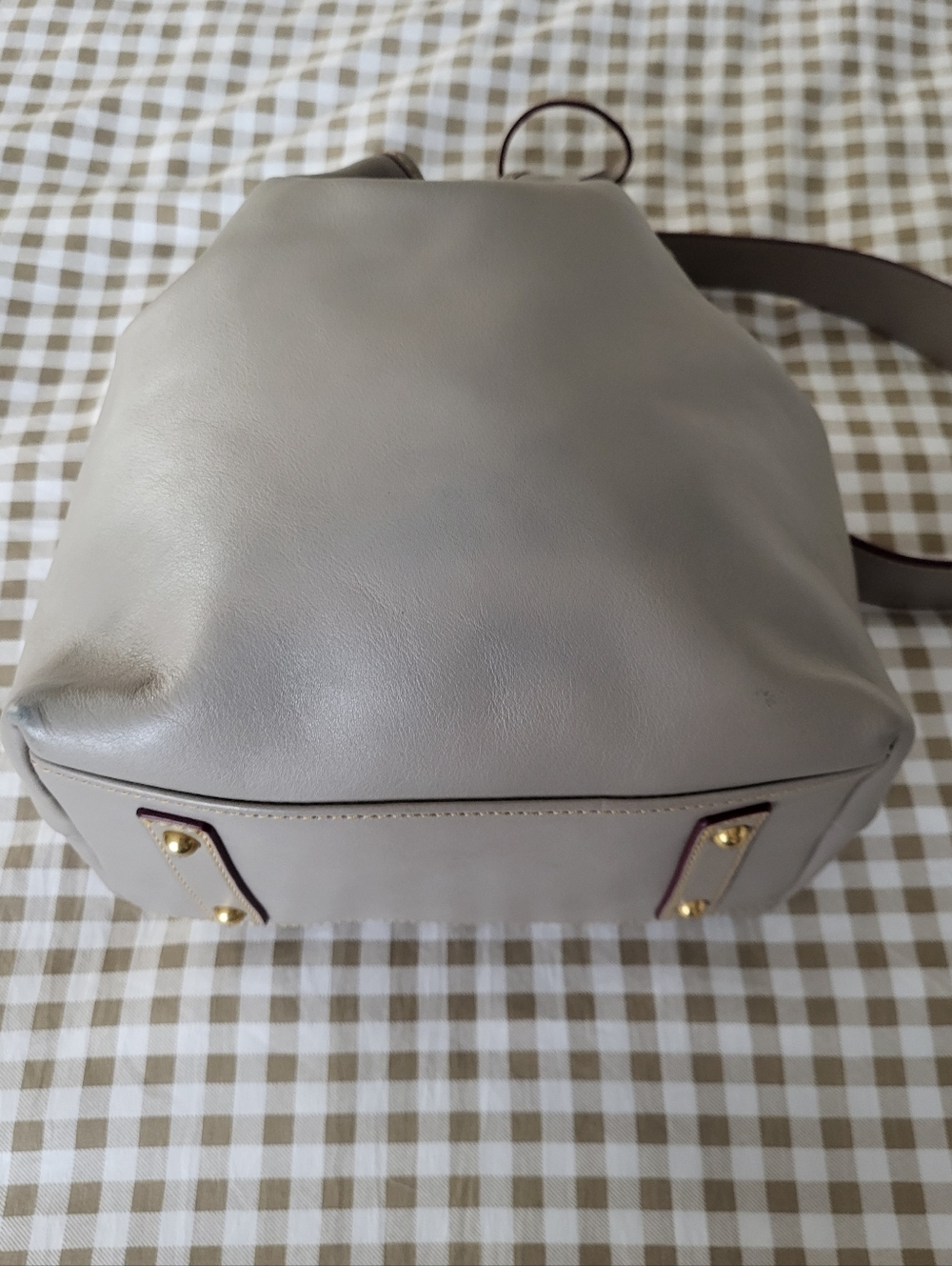 Dooney & Bourke Gray Florentine Leather Drawstring Tote / Satchel, Gold Hardware - Picture 7 of 16